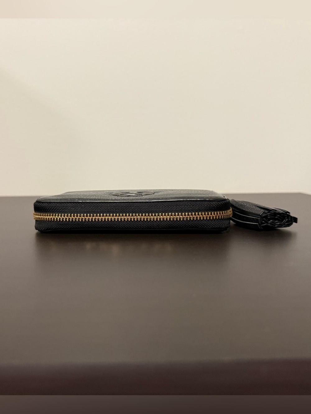 Tory Burch Thea Zip Continental Wallet Black Leather Tassel - Picture 4 of 12